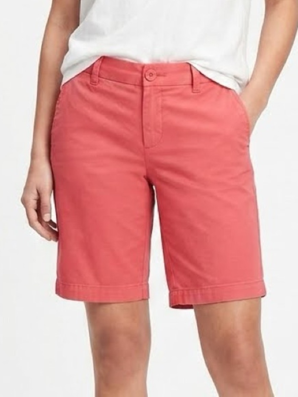GAP Khaki Chino Boyfriend Roll Up Bermuda Shorts Size 2 $60 EUC KL Pink Red
